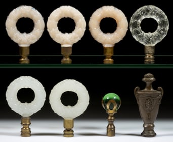 ALADDIN WREATH AND OTHER ELECTRIC LAMP FINIALS, LOT OF EIGHT