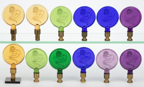ALADDIN COMMEMORATIVE KNIGHTS GATHERING GENIE ELECTRIC LAMP FINIALS, LOT OF 12