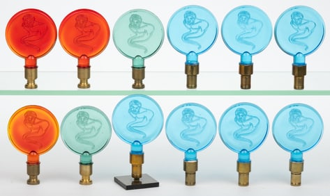 ALADDIN COMMEMORATIVE KNIGHTS GATHERING GENIE ELECTRIC LAMP FINIALS, LOT OF 12