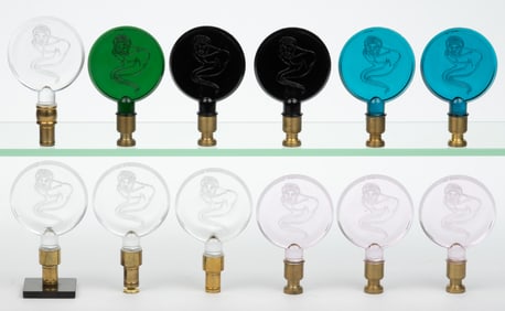 ALADDIN COMMEMORATIVE KNIGHTS GATHERING GENIE ELECTRIC LAMP FINIALS, LOT OF 12