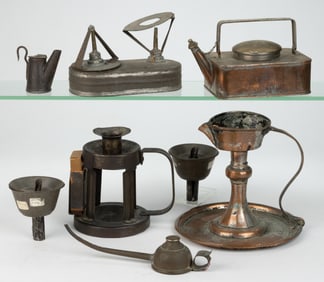 ASSORTED SHEET-IRON AND OTHER LIGHTING ARTICLES, LOT OF EIGHT