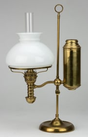 MANHATTAN "PERFECTION" ADJUSTABLE BRASS SINGLE-ARM KEROSENE STUDENT LAMP