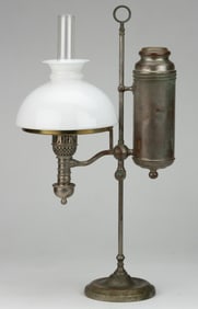 MANHATTAN "PERFECTION" ADJUSTABLE NICKEL-PLATED BRASS SINGLE-ARM KEROSENE STUDENT LAMP