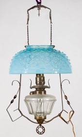 HOYT PATENT PLAIN PANEL KEROSENE HANGING LAMP