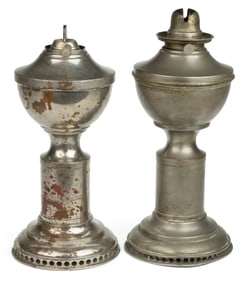 HITCHCOCK NICKEL-PLATED MECHANICAL STAND LAMPS, LOT OF TWO