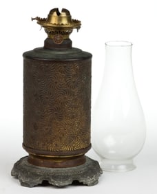 MIXED METALS PINWHEEL PATTERNED KEROSENE STAND LAMP