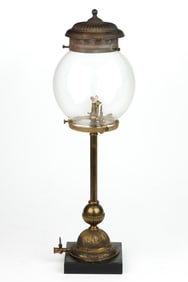 BRASS AND MARBLE GAS TABLE LAMP