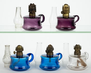 LITTLE BUTTERCUP MINIATURE FINGER LAMPS, LOT OF FIVE