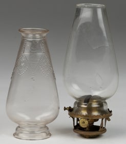 ASSORTED MOLD-BLOWN LATE-PERIOD NO. 1 LIP CHIMNEYS, LOT OF TWO