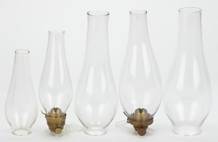 ASSORTED LIP BURNERS AND CHIMNEYS, LOT OF FIVE