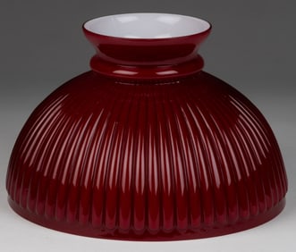 CASED GLASS NARROW RIBBED PATTERNED KEROSENE LAMP SHADE