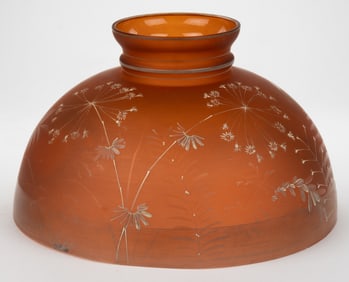 VICTORIAN DECORATED KEROSENE LAMP SHADE