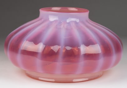 RIBBED OPALESCENT STRIPE KEROSENE LAMP SHADE