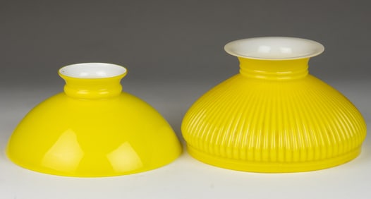 ASSORTED CASED GLASS PATTERNED KEROSENE LAMP SHADES, LOT OF TWO