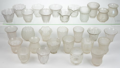 ASSORTED ART-DECO AND OTHER GLASS LIGHT SHADES, LOT OF 29