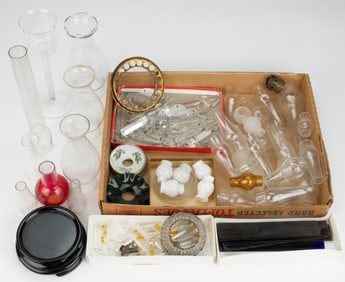 ASSORTED CHIMNEYS AND RELATED ARTICLES, UNCOUNTED LOT