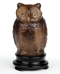 TIFFIN GLASS FIGURAL OWL NOVELTY ELECTRIC LAMP