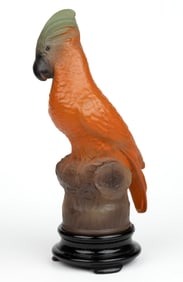TIFFIN GLASS FIGURAL PARROT NOVELTY ELECTRIC LAMP