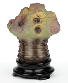 TIFFIN GLASS FIGURAL FLOWER BASKET NOVELTY ELECTRIC LAMP