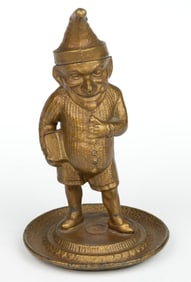 CAST-METAL FIGURAL GNOME / PUNCH JUDY TABLE-TOP MATCH HOLDER / INCENSE BURNER