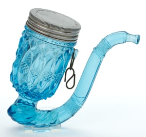 THOMPSON GLASS COMPANY FIGURAL PRESSED GLASS PIPE MATCH HOLDER