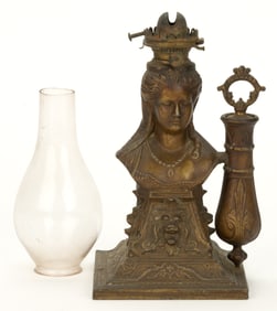CAST-METAL FIGURAL QUEEN VICTORIA TABLE-TOP CIGAR LIGHTER