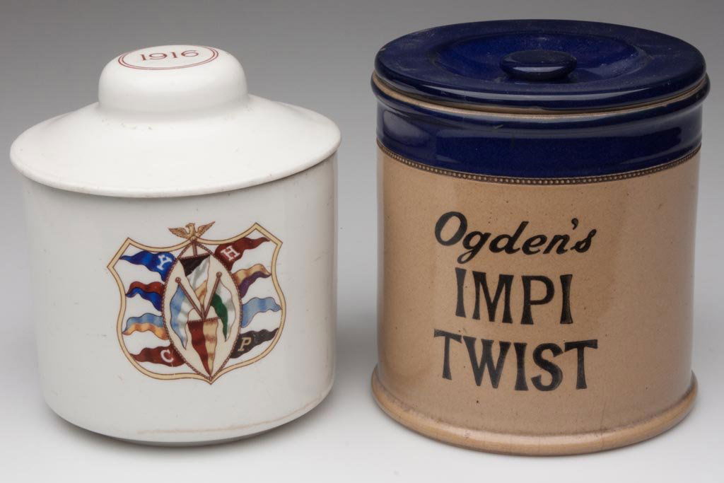 TOBACCO CERAMIC HUMIDORS, LOT OF TWO (1 of 1)