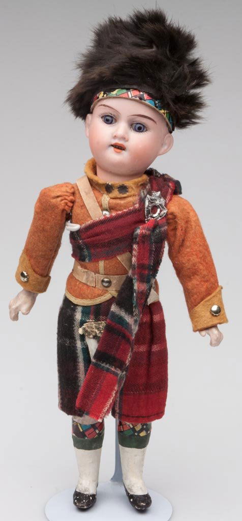 ARMAND MARSEILLE GERMAN BISQUE-HEAD DOLL: ARMAND MARSEILLE GERMAN BISQUE-HEAD DOLL, shoulder head incised "Made in Germany / 390 / A 7/0 M", blue fixed eyes, painted eyebrows and eyelashes, open mouth with upper teeth, original composition bo