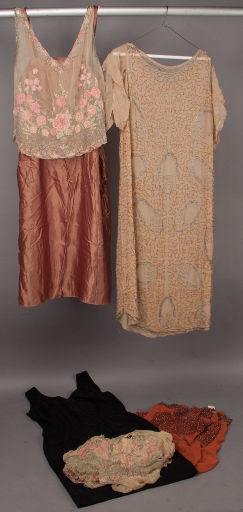 ASSORTED VINTAGE LADY'S DRESSES: ASSORTED VINTAGE LADY'S DRESSES, including flapper, beaded and sequin embellishments. First half 20th century. Various sizes. Provenance: From the collection of the late Betty Jane Renn, Sunbury, PA.