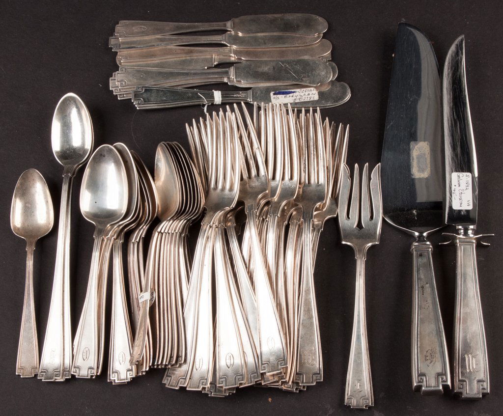 GORHAM "ETRUSCAN" STERLING SILVER FLATWARE, LOT OF 57