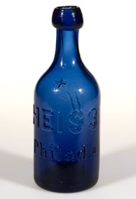 PHILADELPHIA, PENNSYLVANIA UNION GLASS WORKS "HEISS" SQUAT SODA BOTTLE