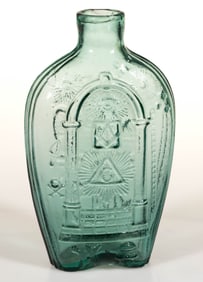 GIV-1 MASONIC - EAGLE PICTORIAL / HISTORICAL FLASK