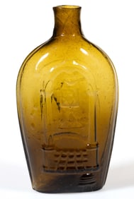 GIV-17 MASONIC - EAGLE "KEENE" PICTORIAL / HISTORICAL FLASK