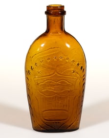 GXII-31 CLASPED HANDS - EAGLE PICTORIAL / HISTORICAL FLASK
