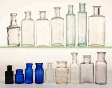 ASSORTED PATENT MEDICINE AND OTHER PHARMACY BOTTLES, LOT OF 16