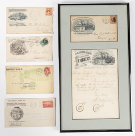 AMERICAN GLASS HOUSES PICTORIAL ADVERTISING POSTAL COVERS, LOT OF FIVE
