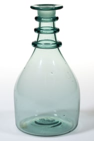 AMERICAN FREE-BLOWN GLASS RING-NECKED DECANTER / BOTTLE