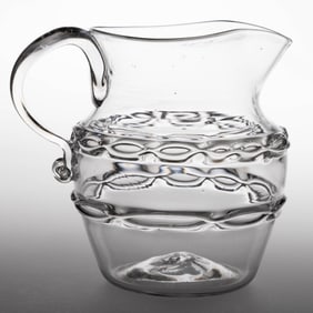 FREE-BLOWN CAINS DOUBLE-CHAIN APPLIED DECORATED WATER PITCHER