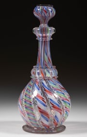 LATTICINIO RIBBON PINT-SIZE BAR DECANTER WITH STOPPER