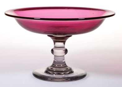 SANDWICH LATE BLOWN GLASS COMPOTE / FOOTED BOWL
