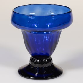 PATTERN-MOLDED RIB FOOTED GLASS OPEN SALT