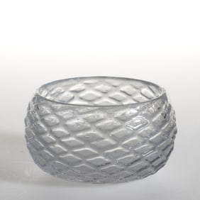 PATTERN-MOLDED DIAMOND-QUILT GLASS OPEN SALT