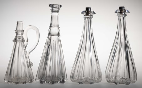 ASSORTED PILLAR-MOLDED GLASS ARTICLES, LOT OF FOUR