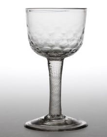 ENGLISH PATTERN-MOLDED INCISED-TWIST STEM WINE GLASS / CHAMPAGNE GOBLET