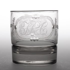 BAKEWELL ATTRIBUTED ENGRAVED FREE-BLOWN TUMBLER