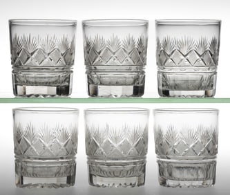 CUT STRAWBERRY DIAMONDS AND FANS TUMBLERS, SET OF SIX