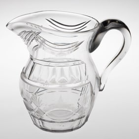 CUT STRAWBERRY DIAMONDS, FANS, AND FLASHED VESICAS JUG / PITCHER