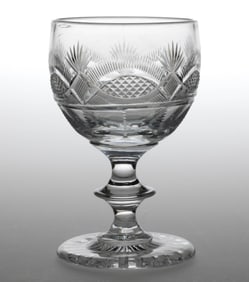 CUT STRAWBERRY DIAMONDS, FANS, AND VESICAS WITH RAYS CLARET / DRINKING GLASS