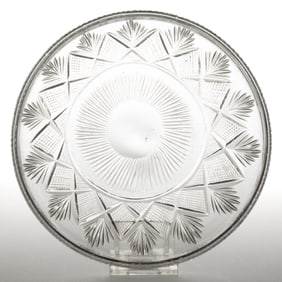 FREE-BLOWN AND CUT STRAWBERRY DIAMONDS AND FANS DISH