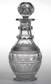 CUT STRAWBERRY DIAMOND ARCHES, PUNTIES, AND DIAMOND-POINT PINT FOOTED DECANTER